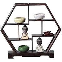 Amazon｜中国風 和モダン ウッドラック 茶器 香炉 花台 木製 飾り棚