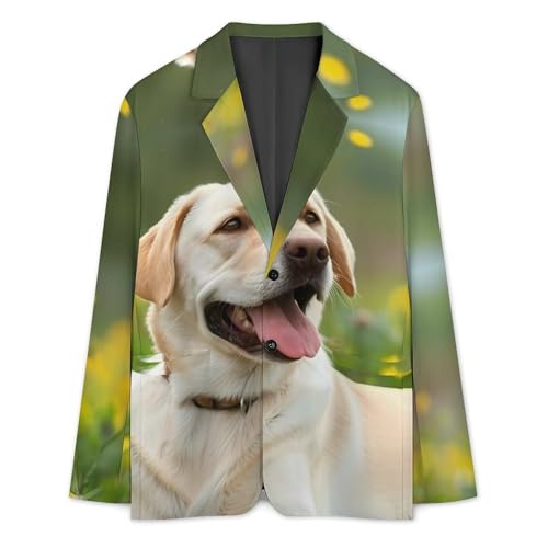 Labrador Retriever Dog Lazy Time Men's Classic Fit Suit Two Button Novelty Printed Casual Stylish Blazer3