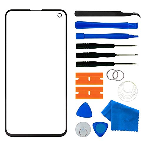 Original Compatible with Samsung Galaxy S10 Front Outer Touch Screen Glass Lens Replacement 6.1 inch,Screen Lens Glass with Repair Tool Kits (Galaxy S10 6.1'- Black)