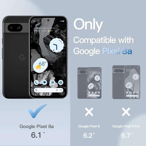 Image of Case Compatible for Google Pixel 8a, Frosted Translucent Back Protective Slim Phone Cover, Anti-Fingerprints,Stylish Look, dust Proof, Flexible -(Black)