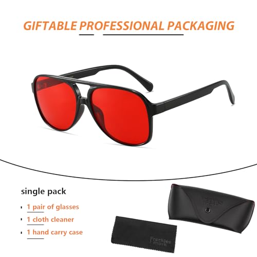 Image of Freckles Mark Vintage Retro 70s Sunglasses for Women Men Classic Large Square Aviator Trendy Glasses