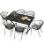 YITAHOME 7 Piece Patio Dining Set, Stackable Chairs with Comfortable Cushions, 59" Rectangle Tables with Metal Frame and Faux Wood Tabletop for Patio Balcony Porch Poolside Lawn Garden, Black