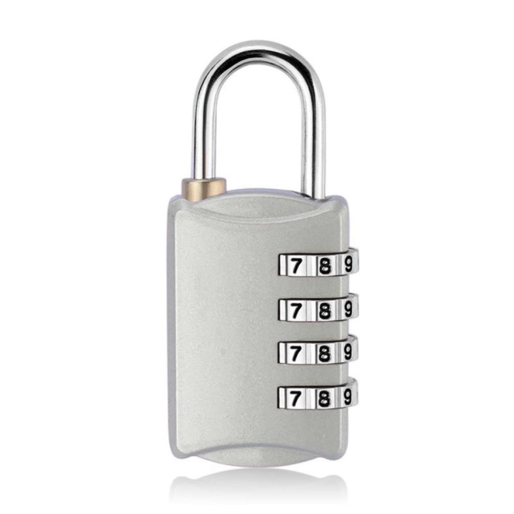 Lucchetti a combinazione， Lucchetti per valigie Lucchetto con password a 4 cifre, lucchetto di sicurezza for valigia e bagaglio, lucchetto for armadietto della palestra(Silver,Silver)