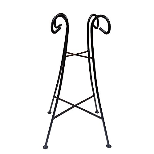 Rome B14 Gazing Globe Pedestal, Powder Coated Black Wrought Iron, 24-Inch Height