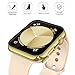 Misxi 2 Pack Tempered Glass Case Compatible for Apple Watch SE 3 (2025) SE 2 SE Series 6 Series 5 Series 4 44mm, Hard PC Screen Protector Overall Protection Cover for iWatch, 1 Gold + 1 Transparent