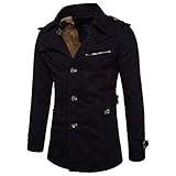 Chaqueta De Parka Gruesa De Los Hombres Ajustada Vintage Chaqueta Abrigo Invierno De Abrigo Informal Botón Abrigo De Solapa Prendas De Vestir Exteriores