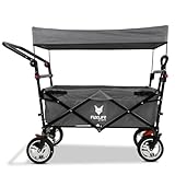 FUXTEC Bollerwagen FX-CT700 Grigio carrello da trasporto pieghevole con tettuccio anti-UV, maniglia di spinta e freno di bloccaggio anteriore e posteriore, adatto ai bambini. L