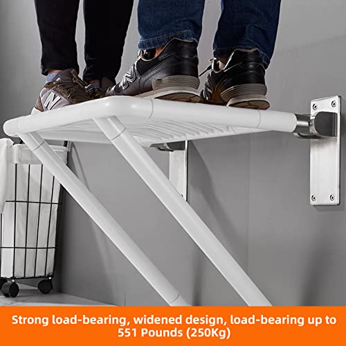 PEALOV Opvouwbare douchestoelen aan de muur gemonteerd, 65cm verbrede zitting, douchestoel met steunpoten Wandgemonteerde badkamer veiligheidskruk stoel belasting 500 lbs, antislip douchekruk voor ouderen, zwangere vrouwen, badhulp - Image 3