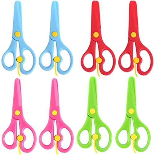 Otbushit Paquet de 8 Ciseaux d'entraînement préscolaire pour Enfants, Ciseaux à pâte à en Plastique, sécurité pour Tout-Petits, Ressort pour gaucher