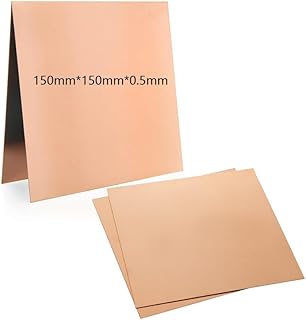MIVIDE 4 Pcs 99.9% Pure Copper Sheet, 6" x 6", 24 Gauge(0.51mm) Thickness, Film Attached Copper Plates, Copper Metal Sheet for Jewelry Making, DIY Crafts, Repairs, Electrical