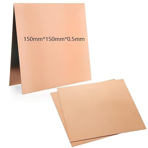 Image of MIVIDE 4 Pcs 99.9% Pure Copper Sheet, 6" x 6", 24 Gauge(0.51mm) Thickness, Film Attached Copper Plates, Copper Metal Sheet for Jewelry Making, DIY Crafts, Repairs, Electrical