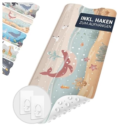 avakido® Badewannenmatte Kinder rutschfest - Inklusive 2 Haken zum Aufhängen - 100% BPA-Frei, Wanneneinlage, Antirutschmatte Badewanne - schimmelresistent & maschinenwaschbar