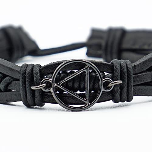 The Token Shop Adjustable Black Leather AA Bracelet with Alcoholics Anonymous Circle Triangle Charm | Sobriety Gift for Men and Women in Recovery2
