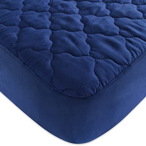 Image of Crib Mattress Protector Sheets Fitted Waterproof Mattress Pad Cover 2 Pack | 2 Pack Quilted Improved Thickness Machine Washable Noiseless 52 inch x 28 inch Gray & Navy Fit for Crib Toddler Bed Mattress up to 9 inch