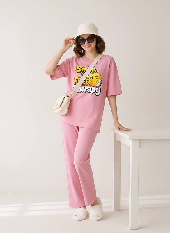 Image of My Swag Women Night Suit Cotton | Stylish Printed T-Shirt Pajama Set | Comfortable Sleepwear, Lounge Wear & Daily Home Wear | Plus Size