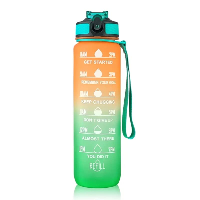Image of CASPIAN / / / Water Bottles Sipper Bottle For Adults, Kids,Unbreakable Motivational Water Bottle Time Mark Sipper With Straw & Time For Gym Office School Home Water Bottle for Kids - Tiranga