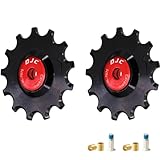 DJC 12s Bike Ceramic Bearing Pulley Wheel 2pcs Tension for Rival Force AXS eTap T-Type Di2 11T 12T 13T 14T MTB Road Bike Rear Derailleur for Shimano for Sram(red 2pcs 13T)