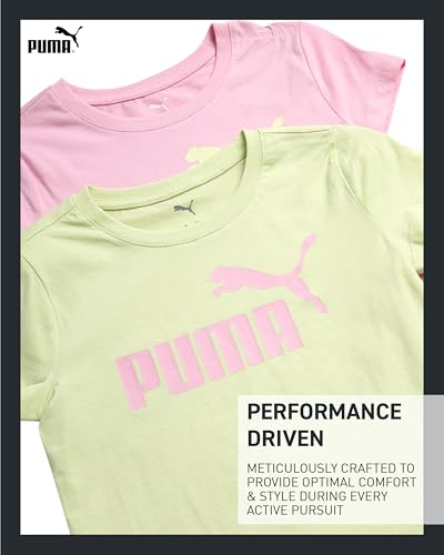 Image of PUMA Girls T Shirts - 2 Pack Short Sleeve Logo Graphic Tees - Casual Everyday Athletic Shirts for Girls (Sizes: S-XL)