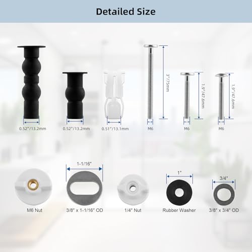 Hibbent Universal Toilet Seat Screws & Bolts, Toilet Screws Replacement Kit - image 5