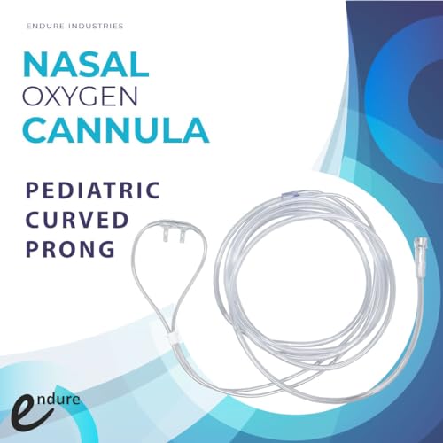 Endure Soft Nasal Oxygen Cannula with Oxygen Supply Tubing, Latex-Free, 7 Ft, Pack of 5 (Pediatric, Curved Prong)