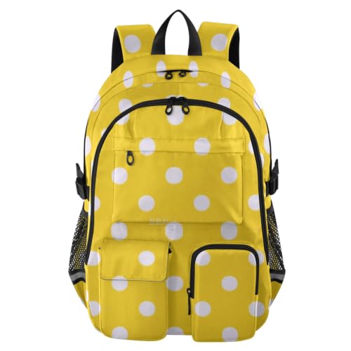 Mochilas escolares de lunares amarillas de 44.5 cm para clases