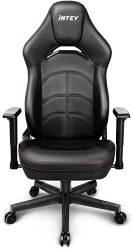 INTEY Chaise de Gaming Fauteuil de Bureau Ergonomique, Large Assise Coussin Épais Dossier Inclinable à 135°, Grande Taille Capacité 150KG, Noir