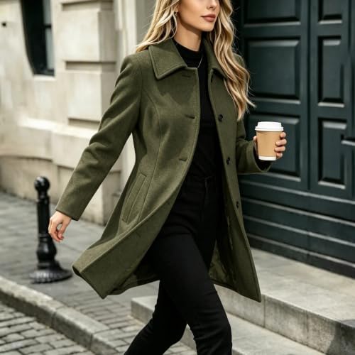 Trench Coat Women Lapel Single Breasted Mid Length Jacket Fall Winter - image 8
