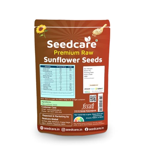 Image of Seedcare Raw Sunflower Seeds | High in Protein, Fiber, Vitamins & Antioxidants | Nutritious Superfood for Weight Management, Immunity Boost, Healthy Snacking, Smoothies, Cooking & Salads (500 g (Pack of 1))