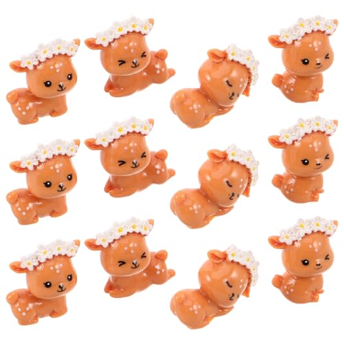 TOYANDONA 12 Pezzi Statuette di Renna in Resina Mini Cervi Decorativi per Micro Paesaggi Natalizi Piccole Figure da Tavolo per Casa delle Bambole e Bomboniere Festive