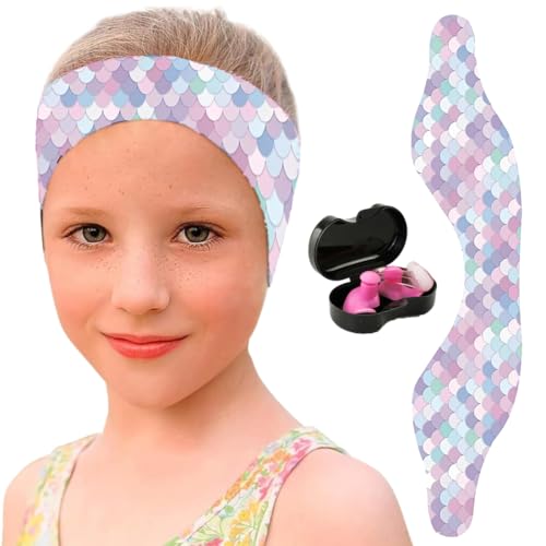 Neopren Schwimmgear für Kinder: Stirnband mit Ohrstöpseln - Wasserdicht für Tauchen, Pool, Duschen und Wassersport (Rosa)