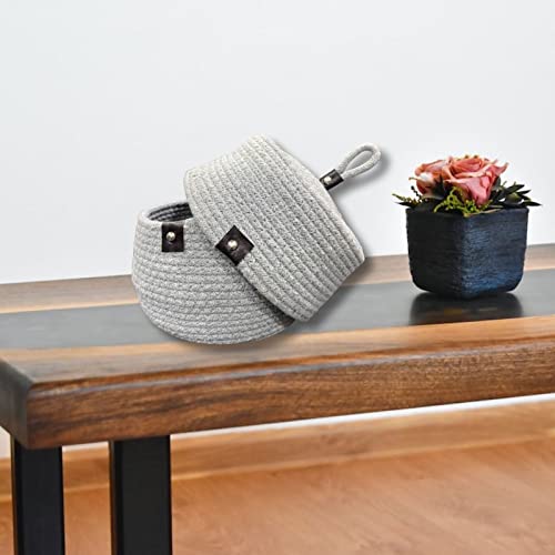 Image of Multi-Purpose Essential Jute Basket with Lid Storage Baskets for Bathroom Living Room & Kitchen | Organizer Box | Storage and Organizer Box (Grey)