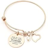 Jude Jewelers Stainless Steel Adjustable Friendship Heart Bracelet, Good Friends are Always Close in Heart (Rose Gold)