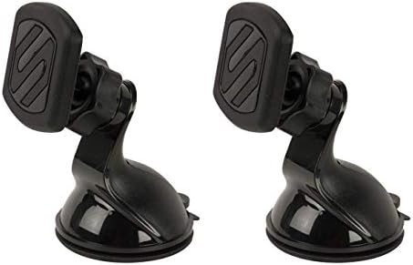 Scosche MAGWSM-2PXCES0 MagicMount Magnetic Car Phone Holder Windshield or Dashboard Mount - 360 Degree Adjustable Head, Universal with All Devices - Suction Mount - Pack of 2