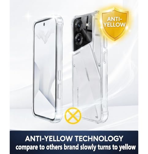 Image of Lustree Back Cover Transparent Case Compatible with Tecno Pova 5 /5 Pro | Slim Soft TPU Case, Anti-Scratch Cover with Four-Corner Protection Raised Camera Guard