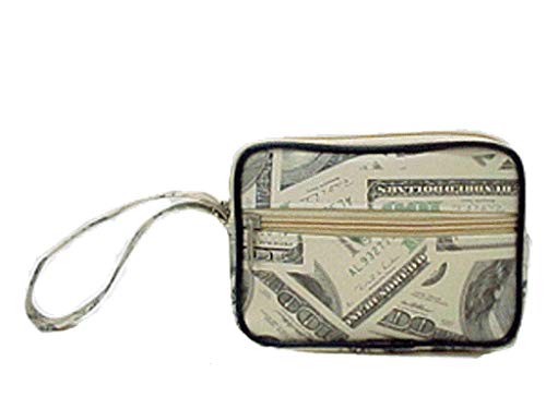 Unisex-Adult Coin Purse With Wristlet, Green, Compact, Faux Leather, Zipper Closure, Holds Credit Cards, Coins, Keys, Adults