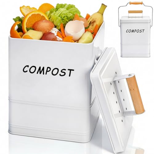 Tlence 1.7 Gallon Kitchen Compost Bin, Countertop Food Waste Pail