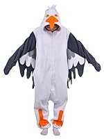 RANSUU Onesie Kostüm Möwe Relaxo Jumpsuit Erwachsene Pyjama Damen Herren Tier Vogel Seagull Schlafanzug Weihnachten Karneval Halloween HaiO-M