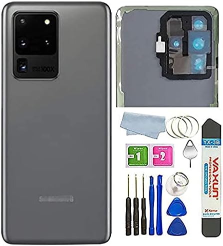 Back Glass Cover Housing Door with Camera Lens Replacement for Samsung Galaxy S20 Ultra 6.9" LTE G988B/DS,S20 Ultra 5G SM-G988 (Cosmic Gray)
