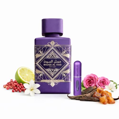 Perfume Badee Al Oud Amethyst 100 Ml | Eau De Parfum Unisex | Con Regalo de Atomizador 5 Ml | Fragancia Cautivadora y Duradera | Contemporáneo y Moderno