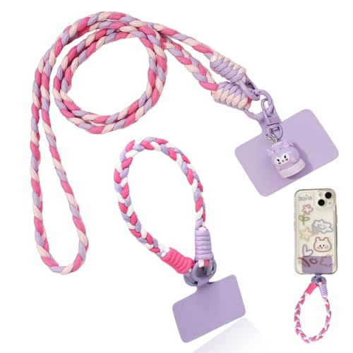 2 Piezas Cuerda para Móvil Universal, Cordón Colgante Movil, Cadena con Hebilla Cuerda para Movil, Colgante Movil, Colgante Movil Cuello con Lengüetas de Sujeción,Colgante Movil