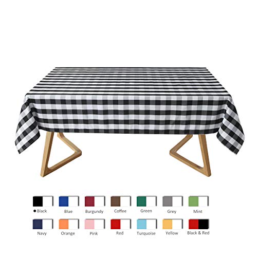Maxmill Checkered Square Tablecloth Stain Resistant Waterproof And Wrinkle Resistant Washable Heavy Weight Soft Table Cloth Gingham For Dining Room And Outdoor Use, 52 X 52 Inch Black And White #TOP2