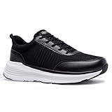 Men's Orthopedic Fashion Sneakers with Arch Support: Adjustable Walking Shoes with Breathable Mesh Fabric for Bunions, Casual Orthotic Sneakers with Cushion Thick Sole for Standing Black Size 9