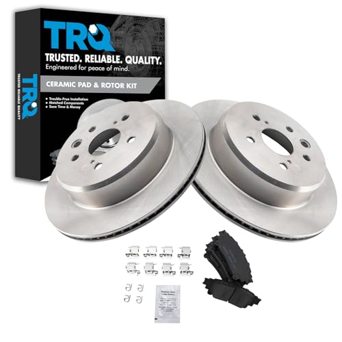 Image of TRQ Rear Brake Pad and Rotor Set Ceramic Vented Rotors | For 2016-2017 Lexus GS200t