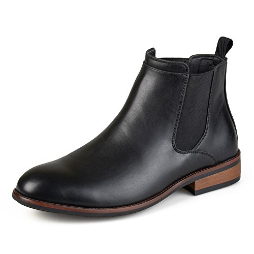 Vance Co. Mens Faux Leather High Top Round Toe Chelsea Dress Boots Black, 10.5 Regular US