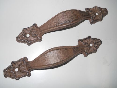 Vintage 4 Large Cast Iron Antique Style Fancy Barn Handle Gate Pull Shed Door Handles #5