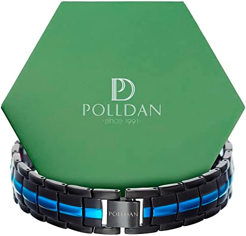Polldan Magnetic Bracelets For Men | Mens Magnetic Bracelet With 6000 Gauss Power | Premium Titanium Bracelet For Men with Stainless Steel Alloy For Extra Durability | Adjustable Men's Bracelets Jewelry | Mens Bracelet | Pulsera Magnetica (Blue-Black)