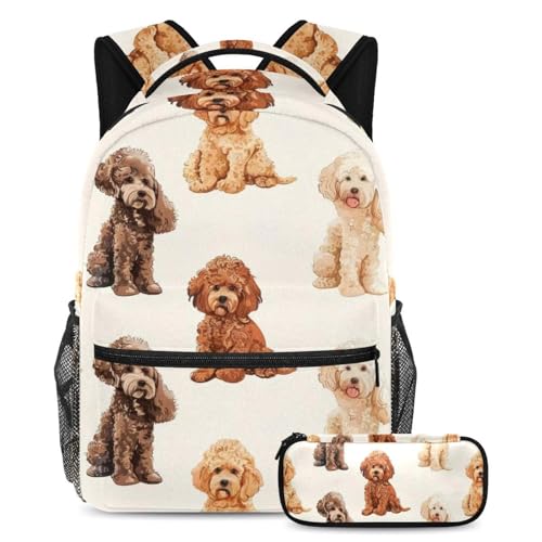 Sac à dos Caniche grand format pour l'école - Set scolaire confortable filles et garçons