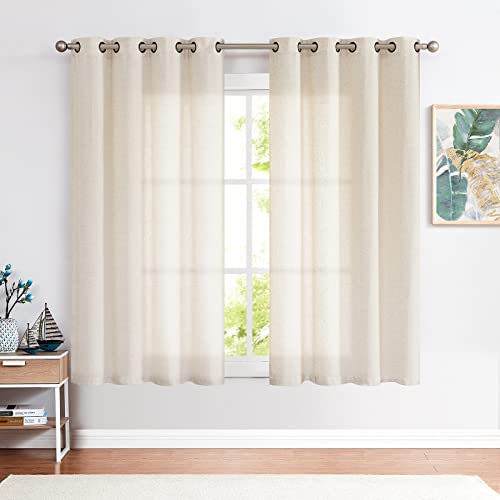 Jinchan Linen Beige Curtains 72 Inch Long For Living Room Bedroom Farmhouse Grommet Top Light Filtering Window Drapes 50X72 Crude 2 Panels #TOP1
