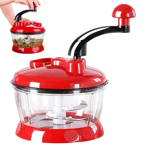 Picadora de alimentos grande - Procesador de alimentos manual de 2 litros, Picadora de verduras extraída a mano | Picadora de ensalada resistente, picadora portátil de ajo y cebolla, picadora rápida p