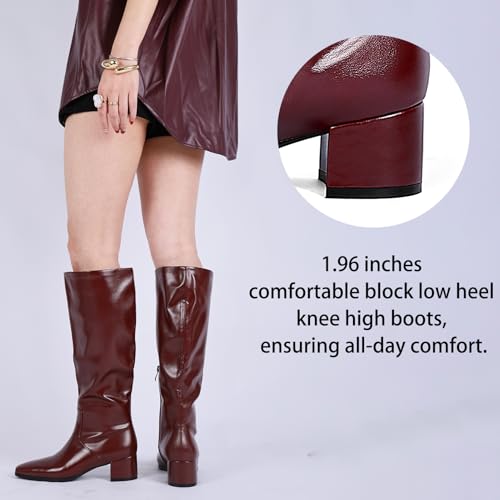 Cozivwaiy Women's Knee High Boots Black Tall Boot Comfortable Block Low Heel Dressy Shoes Half Zipper 1.96 Inches Heels2